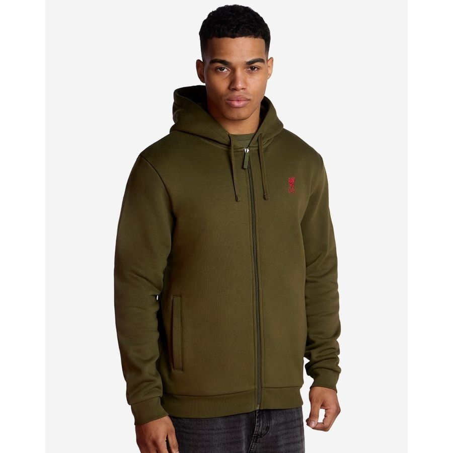 Liverpool Hoodie Full Zip - Khaki Green - Men's-SoccerKits Hub | Buy Soccer Jerseys Online